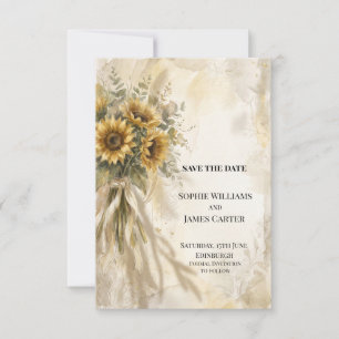 Vintage Sunflower Wheat Save the Date Card