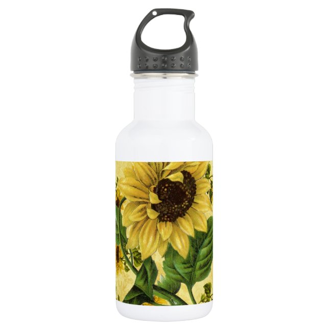 Vintage Sunflowers 532 Ml Water Bottle (Front)