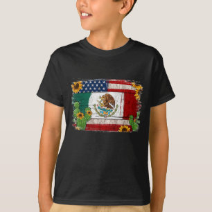 Vintage Sunflowers American Flag Mexico Mexican Fl T-Shirt