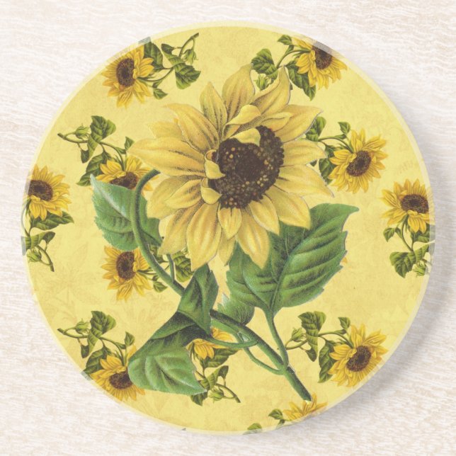 Vintage Sunflowers Coaster (Front)