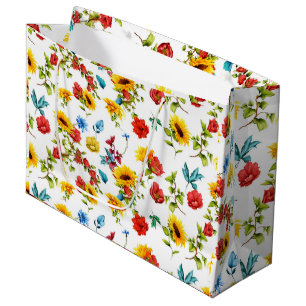Vintage Sunflowers floral pattern elegant bride Large Gift Bag