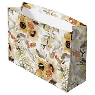 Vintage Sunflowers floral pattern elegant bride Large Gift Bag
