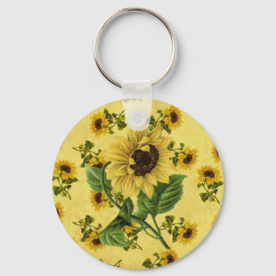 Vintage Sunflowers Key Ring