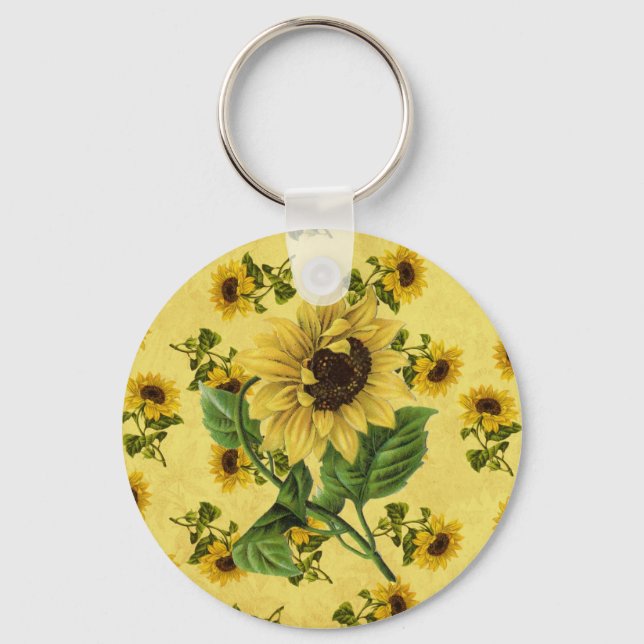 Vintage Sunflowers Key Ring (Front)