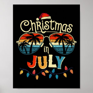Vintage Sungles With Christmas In July For Summer Poster
