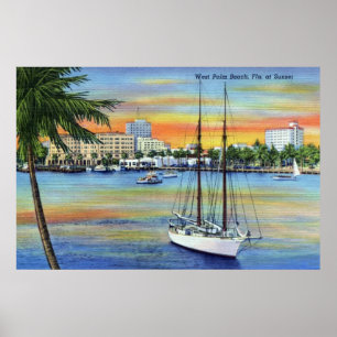 Vintage Sunset at West Palm Beach Florida Poster