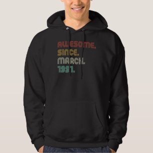Vintage Sunset Awesome Since March 1991 B Day Part Hoodie