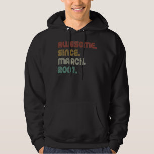 Vintage Sunset Awesome Since March 2001 B Day Part Hoodie
