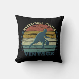 Vintage Sunset Basketball Player Cushion