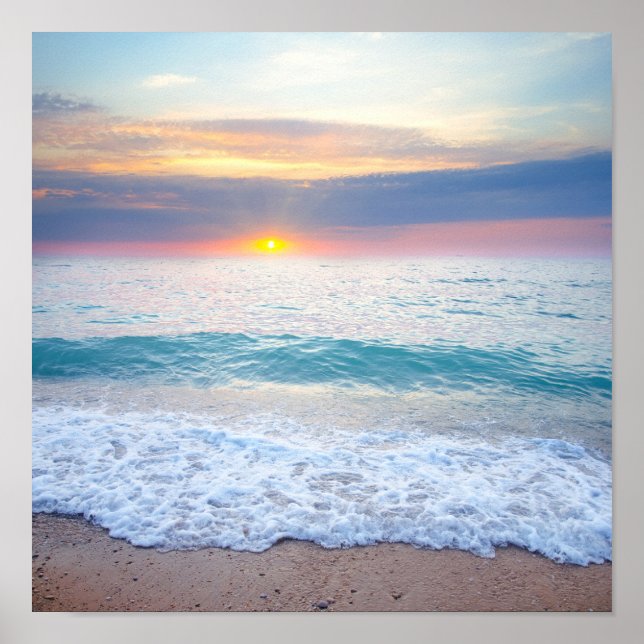 Vintage Sunset Beach Poster (Front)