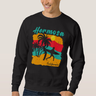 Vintage Sunset Beach Surfing Hermosa California Su Sweatshirt