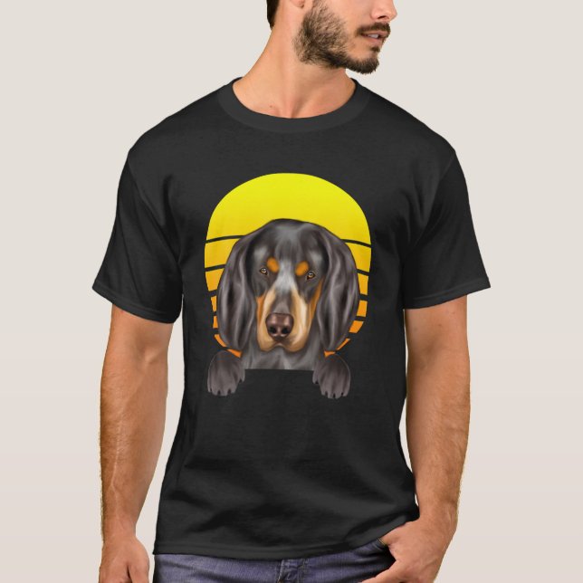 Vintage Sunset Bluetick Coonhound Dog Lover T-Shirt (Front)