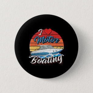 Vintage Sunset Boat Funny Captain I Love Motor-boa 6 Cm Round Badge