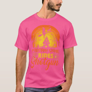 Vintage Sunset Brittany Spaniel Dog Ride Shot Hall T-Shirt