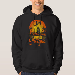 Vintage Sunset Brittany Spaniel Dog Ride Shotgun H Hoodie
