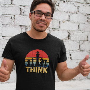 Vintage Sunset Chess Artwork – Inspiring "Think" T-Shirt