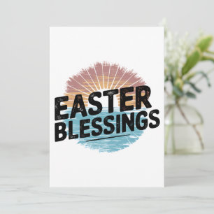 Vintage Sunset Easter Blessings Holiday Card