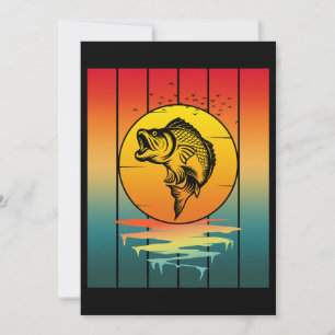 Vintage Sunset Fish Fishing Ocean Invitation