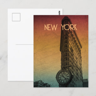 Vintage Sunset Flatiron Architecture New York Postcard