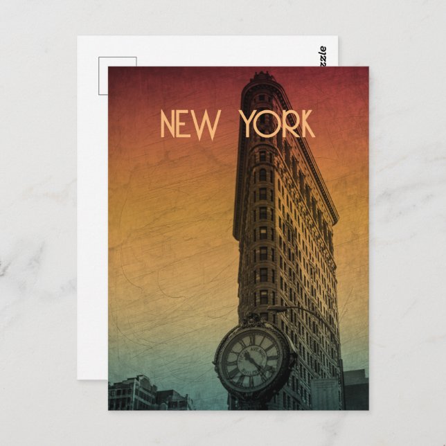 Vintage Sunset Flatiron Architecture New York Postcard (Front/Back)