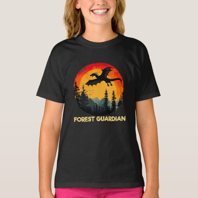 Vintage Sunset Forest Dragon T-Shirt (Front)