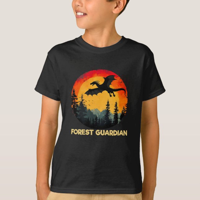 Vintage Sunset Forest Dragon T-Shirt (Front)