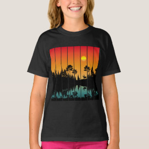 Vintage Sunset Forest Sunrise Scenery T-Shirt
