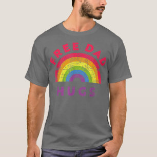 Vintage Sunset Free Dad Hugs Rainbow Gay Pride LGB T-Shirt