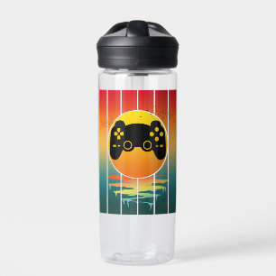 Vintage Sunset Gamer Gaming Computer Game Water Bottle
