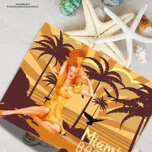 Vintage sunset Greeting from Miami Postcard