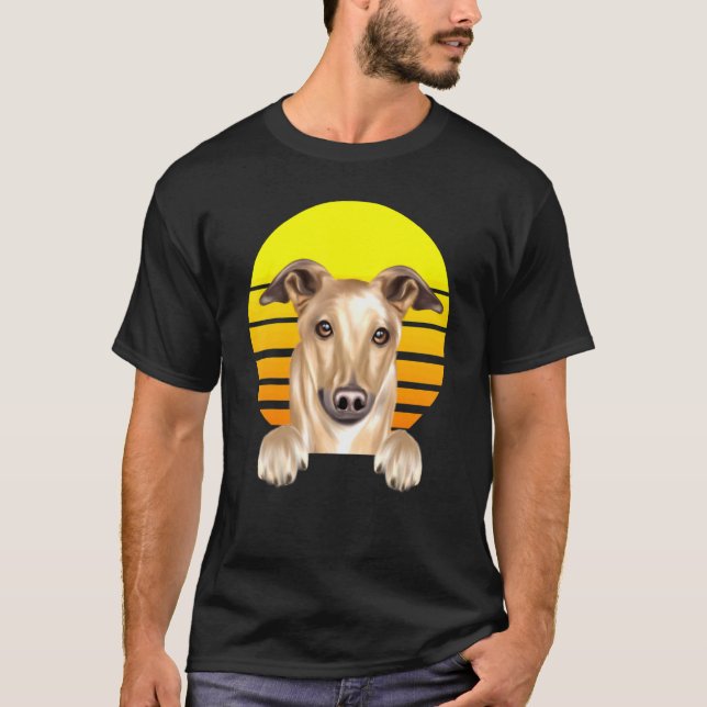 Vintage Sunset Greyhound Dog T-Shirt (Front)