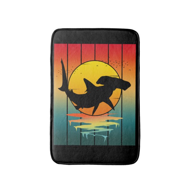 Vintage Sunset Hammerhead Shark  Bath Mat (Front Vertical)