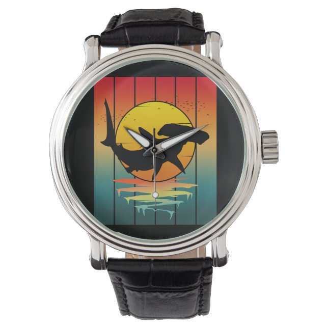 Vintage Sunset Hammerhead Shark  Watch (Front)
