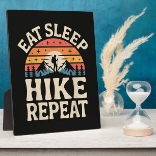 Vintage Sunset Hiking - Mountain Adventure Plaque