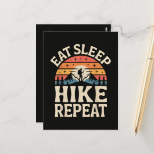 Vintage Sunset Hiking - Mountain Adventure Postcard