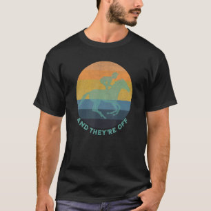 Vintage Sunset Horse Racing Jockey Race T-Shirt