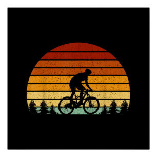 Vintage Sunset Mountain Biking Gift For Mountain B Poster