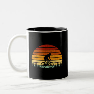 Vintage Sunset Mountain Biking Gift For Mountain B Two-Tone Coffee Mug