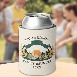 Vintage Sunset Mountains Road Trip Family Reunion Can Cooler