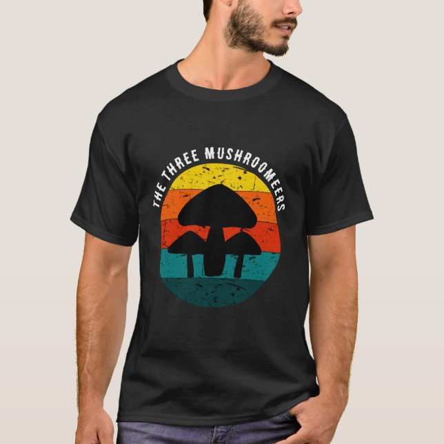 Vintage Sunset MUSHROOMS Toadstools T-Shirt (Front)
