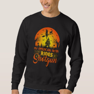 Vintage Sunset My American Akita Dog Ride Shotgun Sweatshirt