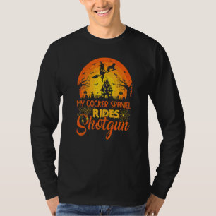 Vintage Sunset My Cocker Spaniel Dog Ride Shotgun T-Shirt