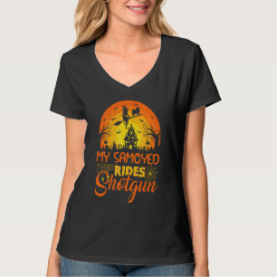 Vintage Sunset My Samoyed Dog Ride Shotgun Hallowe T-Shirt