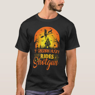 Vintage Sunset My Siberian Husky Dog Ride Shotgun T-Shirt