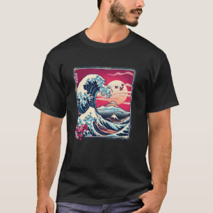 Vintage Sunset Nature Lover Japanese Wave Art Surf T-Shirt