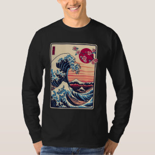 Vintage Sunset Nature Lover Japanese Wave Art Surf T-Shirt