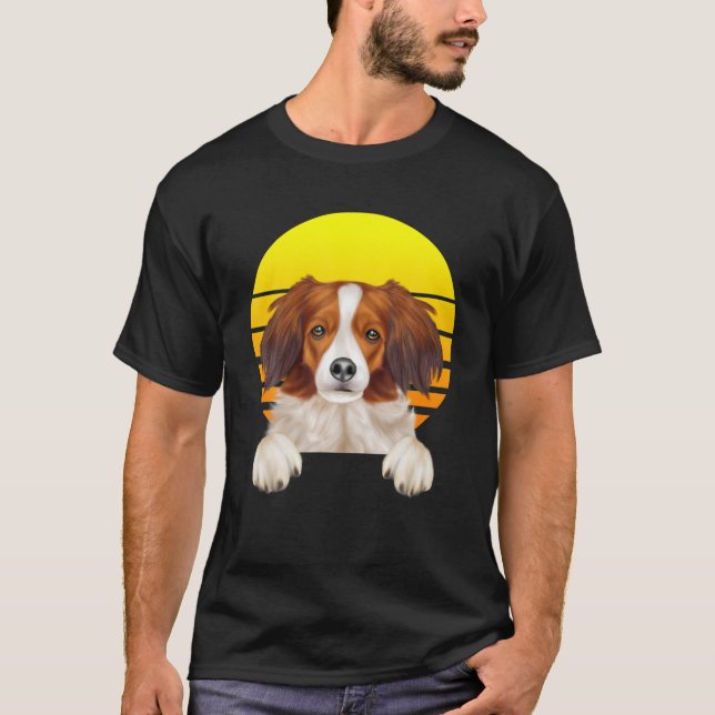 Vintage Sunset Nederlandse Kooikerhondje Dog Lover T-Shirt (Front)