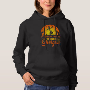 Vintage Sunset Norwegian Elkhound Dog Ride Shotgun Hoodie