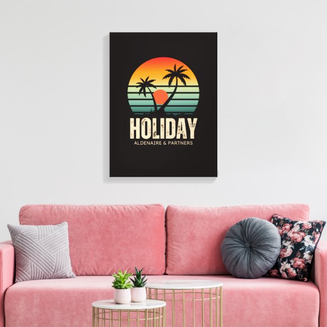 Vintage Sunset Palm Trees Holiday Wall Art (Insitu(LivingRoom))
