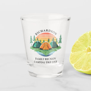 Vintage Sunset Personalised Camping Family Reunion Shot Glass